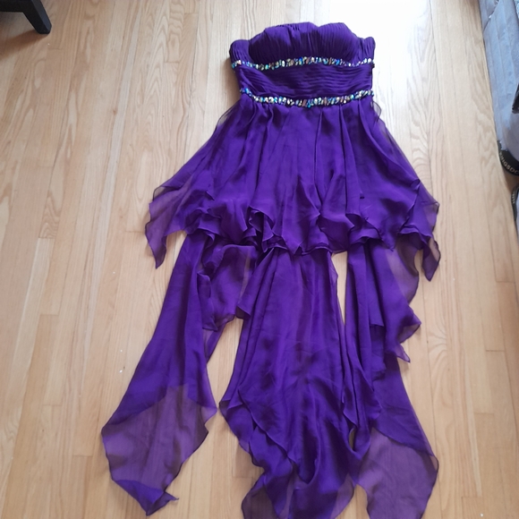 La Femme Purple High Low Grad/Prom Dress - Picture 9 of 9